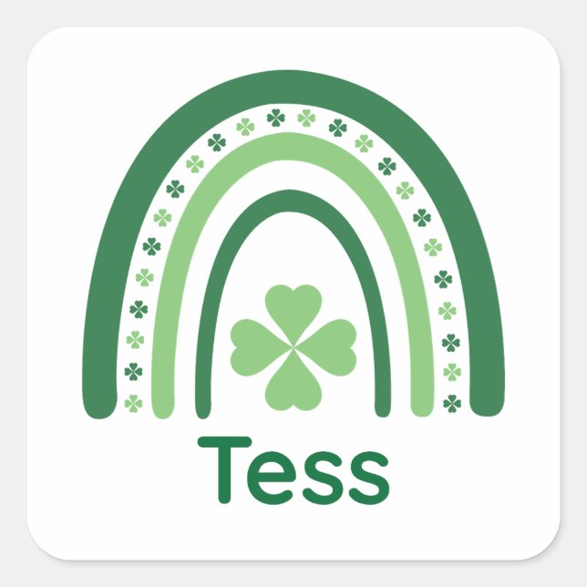 Adesivo Quadrado Tess Name Clover Boho Rainbow (Frente)