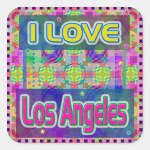 Adesivo Quadrado Teste de cores: "EU AMO Los Angeles" Sticker