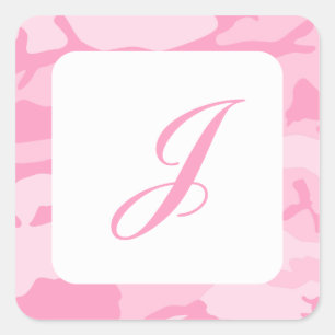 Adesivo Quadrado Teste padrão cor-de-rosa da camuflagem