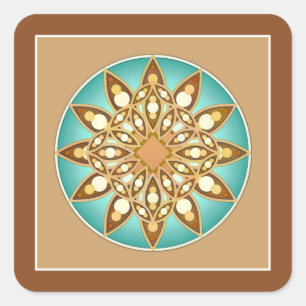 Adesivo Quadrado Teste padrão da mandala no tan, no creme e na