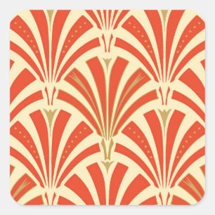 Adesivo Quadrado Teste padrão do fã do art deco - tanjerina