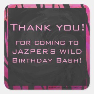 Adesivo Quadrado Teste padrão do impressão do rosa quente e do