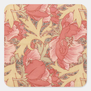 Adesivo Quadrado Teste padrão floral de Nouveau da arte das