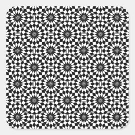 Adesivo Quadrado Teste padrão geométrico branco preto da ilusão