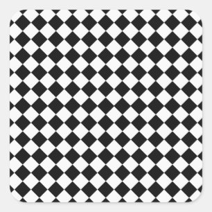 Adesivo Quadrado Teste padrão preto e branco do diamante por