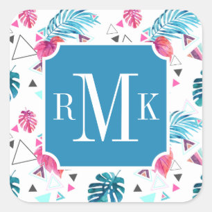 Adesivo Quadrado Teste padrão tropical do triângulo da folha