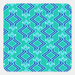 Adesivo Quadrado Teste padrão, turquesa e cobalto do papel de