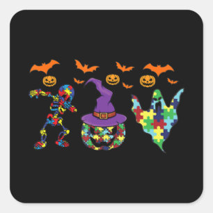 Adesivo Quadrado Testemunha de Halloween Autismo Sensibilização Pum