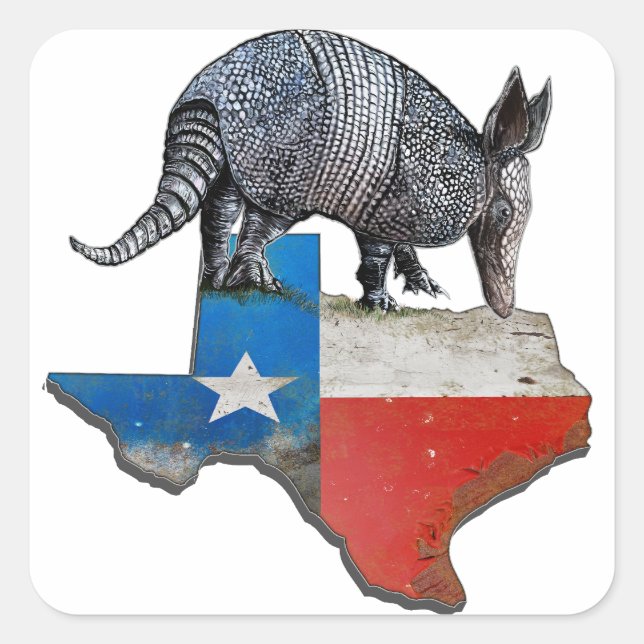 Adesivo Quadrado Texas Armadillo (Frente)