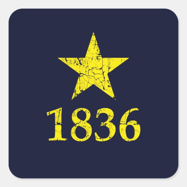 Adesivo Quadrado Texas, Bandeira Histórica Burnet Star, Distante (Frente)