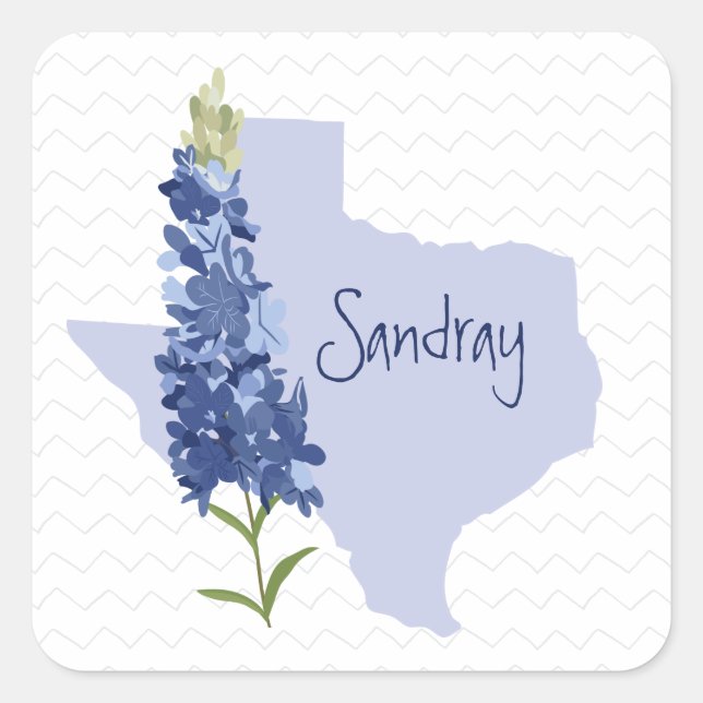 Adesivo Quadrado Texas Bluebonnet personalizado (Frente)