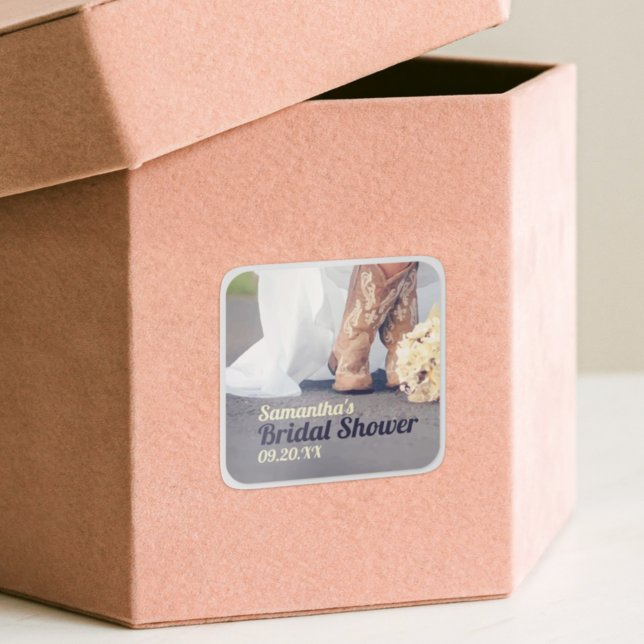 Adesivo Quadrado Texas Bride no Chá de panela de Boots (Criador carregado)