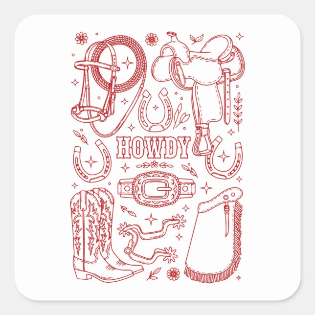 Adesivo Quadrado Texas Cowboy Pack (Frente)