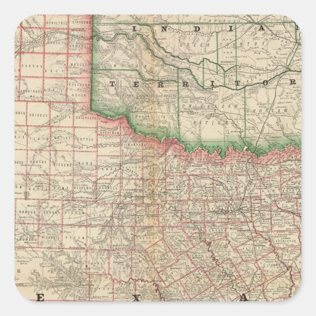 Adesivo Quadrado Texas e território indiano (Frente)