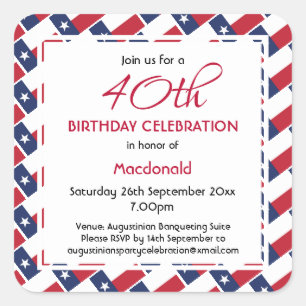 Adesivo Quadrado TEXAS FLAG Celebração de Aniversário Personalizada