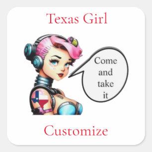Adesivo Quadrado Texas Girl Thunder_Cove