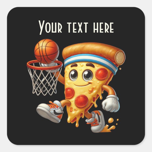 Adesivo Quadrado Texto adicional para pizza de basquete legal (Frente)