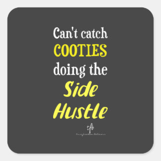 Adesivo Quadrado Texto Amarelo de Cooties Laterais de Hustle