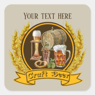 Adesivo Quadrado Texto de adição de cerveja de Artesanato legal