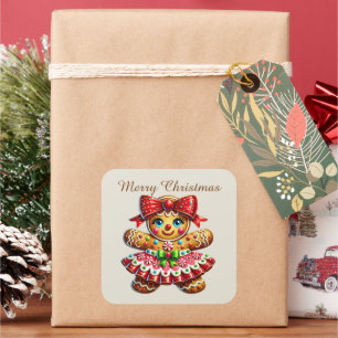 Adesivo Quadrado Texto de adição de pão de Natal