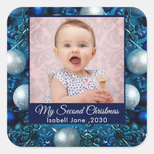 Adesivo Quadrado Texto de Foto da Família Personalizada do Segundo 