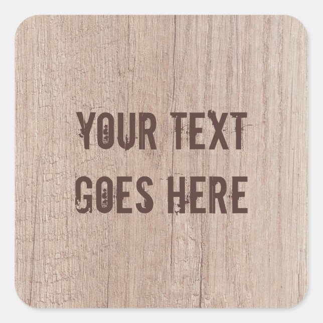 Adesivo Quadrado Texto Distinto Personalizado Conselho de Madeira M (Frente)