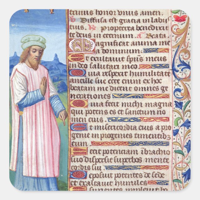 Adesivo Quadrado Texto do Magnificat com um retrato de (Frente)