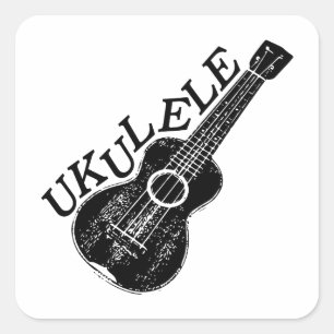 Adesivo Quadrado Texto E Imagem Do Ukulele