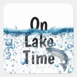 Adesivo Quadrado Texto em Lake Time com peixes