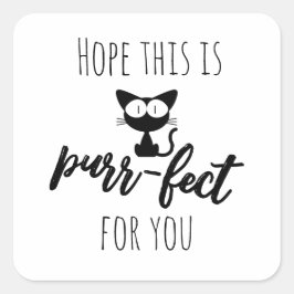 Adesivo Quadrado Texto Engraçado de Gato Preto Fofinho