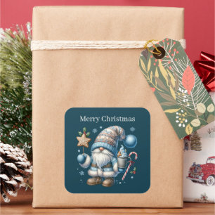 Adesivo Quadrado Texto feliz do gnomo de Natal