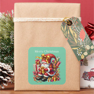 Adesivo Quadrado Texto feliz do gnomo de Natal
