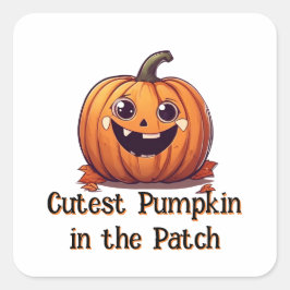 Adesivo Quadrado Texto Laranja do Dia das Bruxas de Pumpkin Mais Co