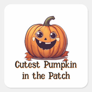 Adesivo Quadrado Texto Laranja do Dia das Bruxas de Pumpkin Mais Co