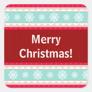 Adesivo Quadrado Texto listrado do costume do teste padrão do Natal