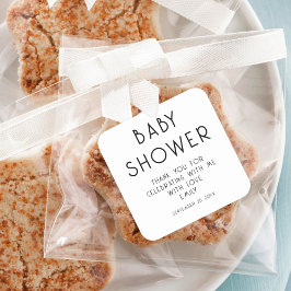 Adesivo Quadrado Texto Minimizado Branco Negro Obrigado Chá de fral