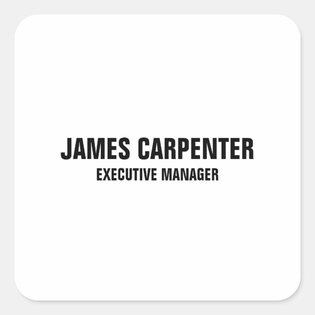 Adesivo Quadrado Texto Negrito Branco Branco Moderno Profissional (Frente)