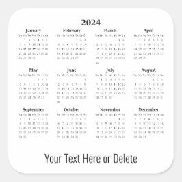 Adesivo Quadrado Texto Personalizado 2024 no Calendário Mensal Infe
