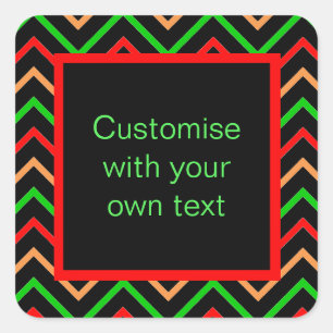 Adesivo Quadrado Texto Personalizado Chevron Moderno Preto