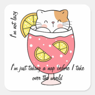 Adesivo Quadrado Texto Personalizado De Gato Leve Maravilhoso