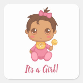 Adesivo Quadrado Texto Personalizado Do Jumapata Rosa Da Bebê