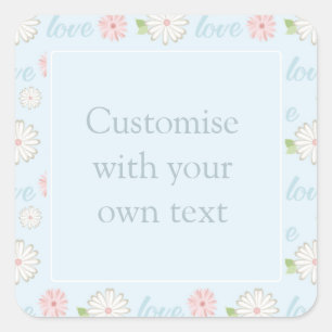 Adesivo Quadrado Texto Personalizado do Padrão bonito Pastel Love a