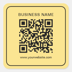 Adesivo Quadrado Texto Personalizado Elegante Código QR de Análise