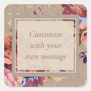 Adesivo Quadrado Texto Personalizado Floral Russo Vintage
