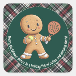 Adesivo Quadrado 🎾 🎄 Texto personalizado, Natal baseado em Padel