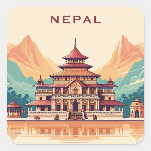 Adesivo Quadrado Texto personalizado Nepal (Frente)