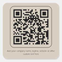 Adesivo Quadrado Texto personalizado Pastel Creme Vanilla Código QR