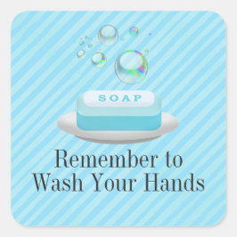 Adesivo Quadrado Texto Personalizado Turquesa Blue Soap Lave Suas M
