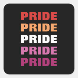 Adesivo Quadrado Texto Repetido Personalizável do Orgulho LGBTQ Lés
