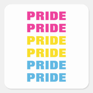 Adesivo Quadrado Texto Repetido Personalizável do Orgulho Pansexual